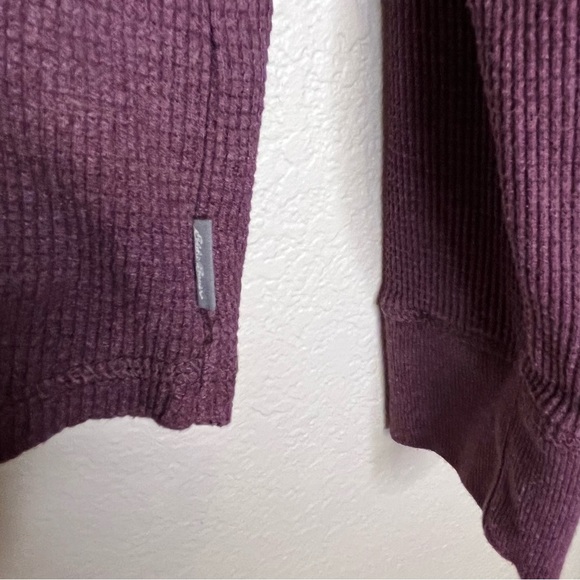 Eddie Bauer Waffle Knit Purple Long Sleeve Women's V-Neck Top Size Medium - Picture 8 of 14